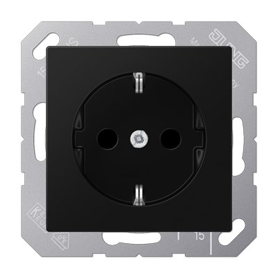 JUNG A Flow/A550 Розетка 2К+З  16A 250V; термопласт; черный матовый