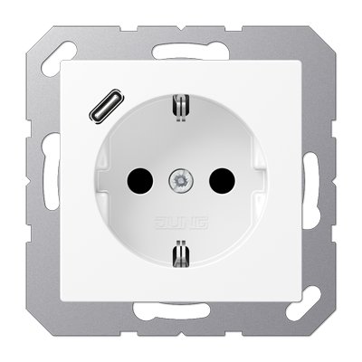 JUNG A Flow/A 550 Белый матовый Розетка с USB-зарядным устройством, тип С, SCHUKO