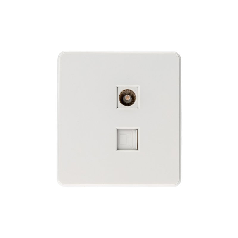 Розетка ROUND компьютерная RJ45 кат6 + TV с/у перламутр KRANZ
