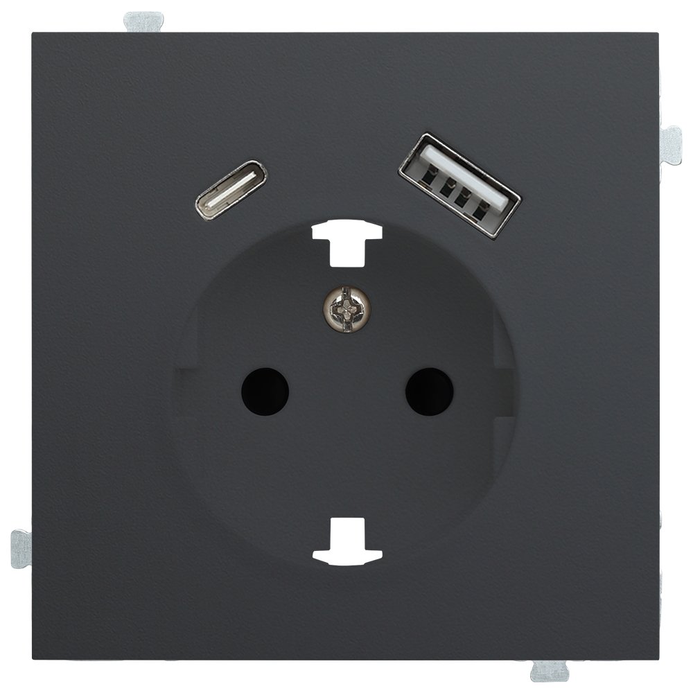 Лицевая панель для розетки 2к+з с USB A+C
