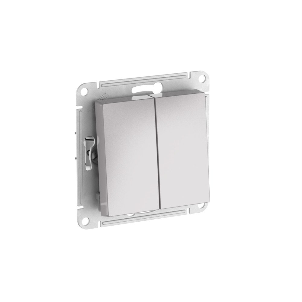 ATLASDESIGN AQUA 2-клавишный ВЫКЛЮЧАТЕЛЬ, IP44, сх.5, 10АХ, мех., быстрозажим. клем., АЛЮМИНИЙ
