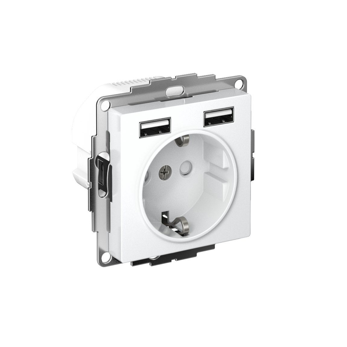 ATLASDESIGN РОЗЕТКА 16А c 2 USB A+A, 5В/2,4А, 2х5В/1,2А, механизм, БЕЛЫЙ
