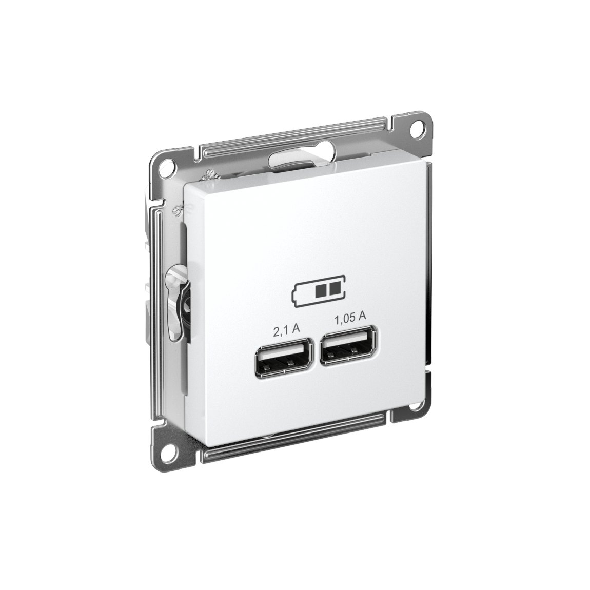 ATLASDESIGN USB РОЗЕТКА A+A, 5В/2,1А, 2х5В/1,05А, механизм, БЕЛЫЙ