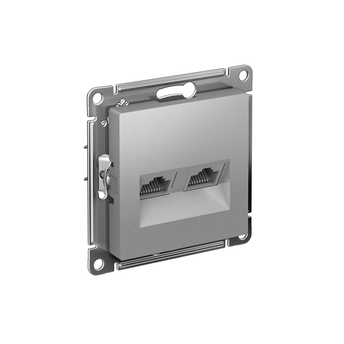 ATLASDESIGN РОЗЕТКА двойная компьютерная RJ45+RJ45 кат. 6А, механизм, АЛЮМИНИЙ
