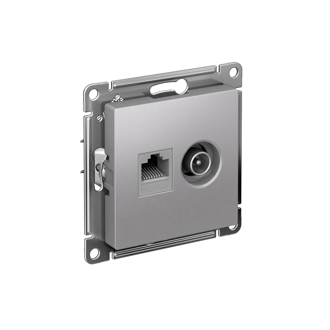 ATLASDESIGN РОЗЕТКА двойная ТВ + компьютерная RJ45 кат. 5e, механизм, АЛЮМИНИЙ