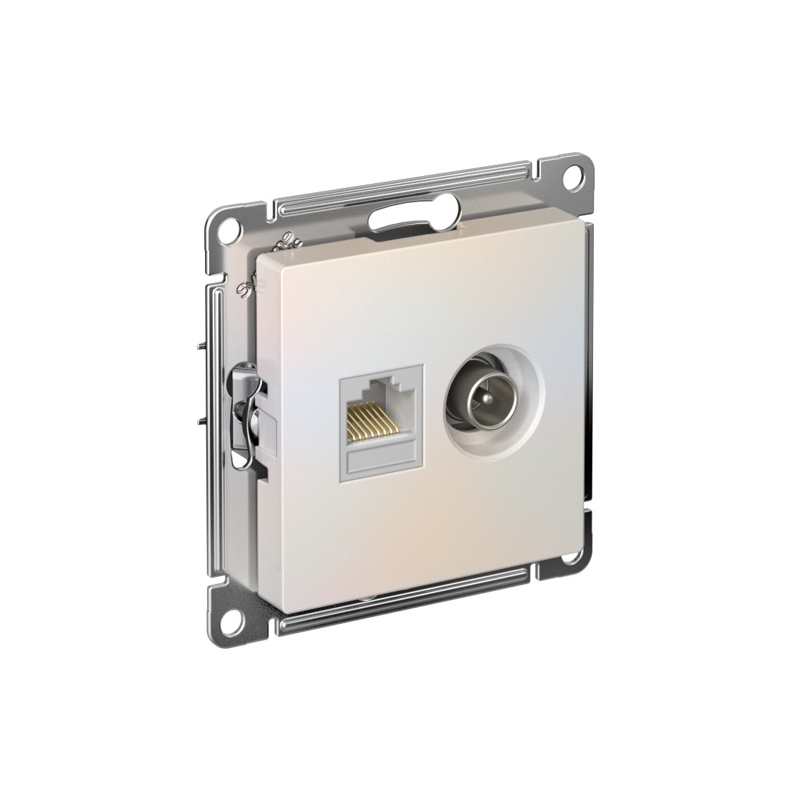 ATLASDESIGN РОЗЕТКА двойная ТВ + компьютерная RJ45 кат. 5e, механизм, ЖЕМЧУГ
