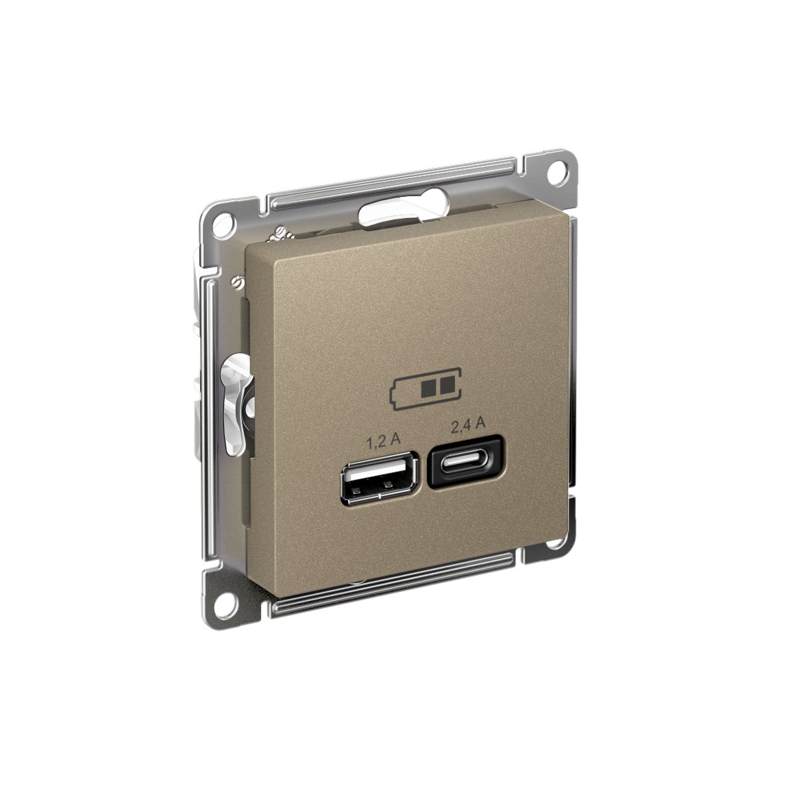 ATLASDESIGN USB РОЗЕТКА А+С, 5В/2,4А, 2х5В/1,2А, механизм, ШАМПАНЬ
