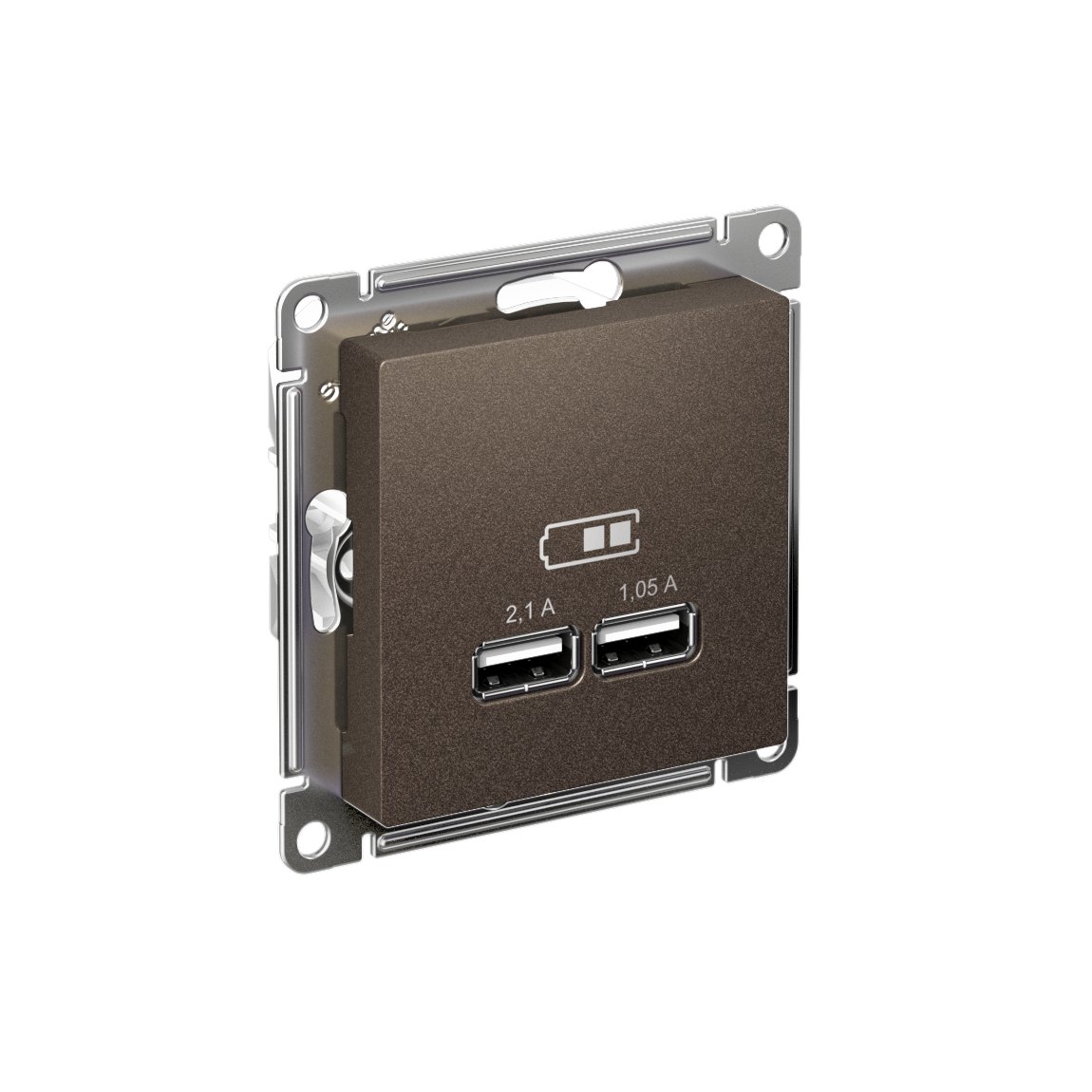 ATLASDESIGN USB РОЗЕТКА A+A, 5В/2,1А, 2х5В/1,05А, механизм, МОККО