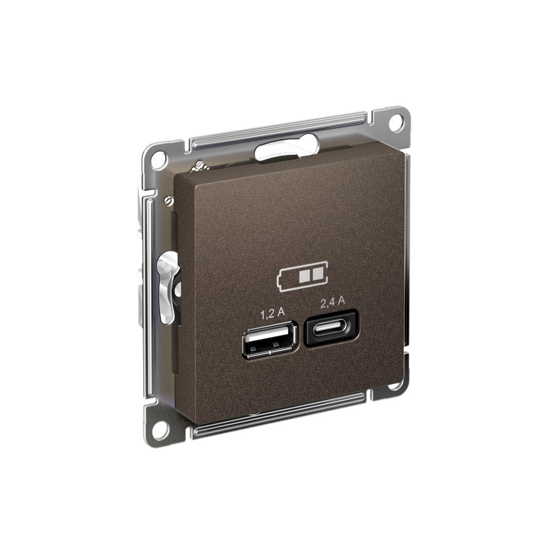 ATLASDESIGN USB РОЗЕТКА А+С, 5В/2,4А, 2х5В/1,2А, механизм, МОККО