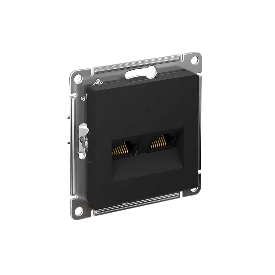 ATLASDESIGN РОЗЕТКА двойная компьютерная RJ45+RJ45 кат. 5e, механизм, КАРБОН