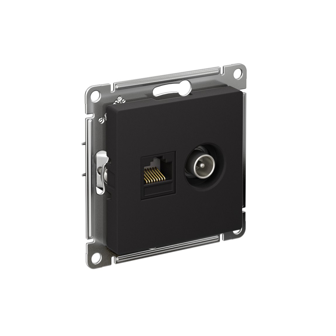 ATLASDESIGN РОЗЕТКА двойная ТВ + компьютерная RJ45 кат. 5e, механизм, КАРБОН