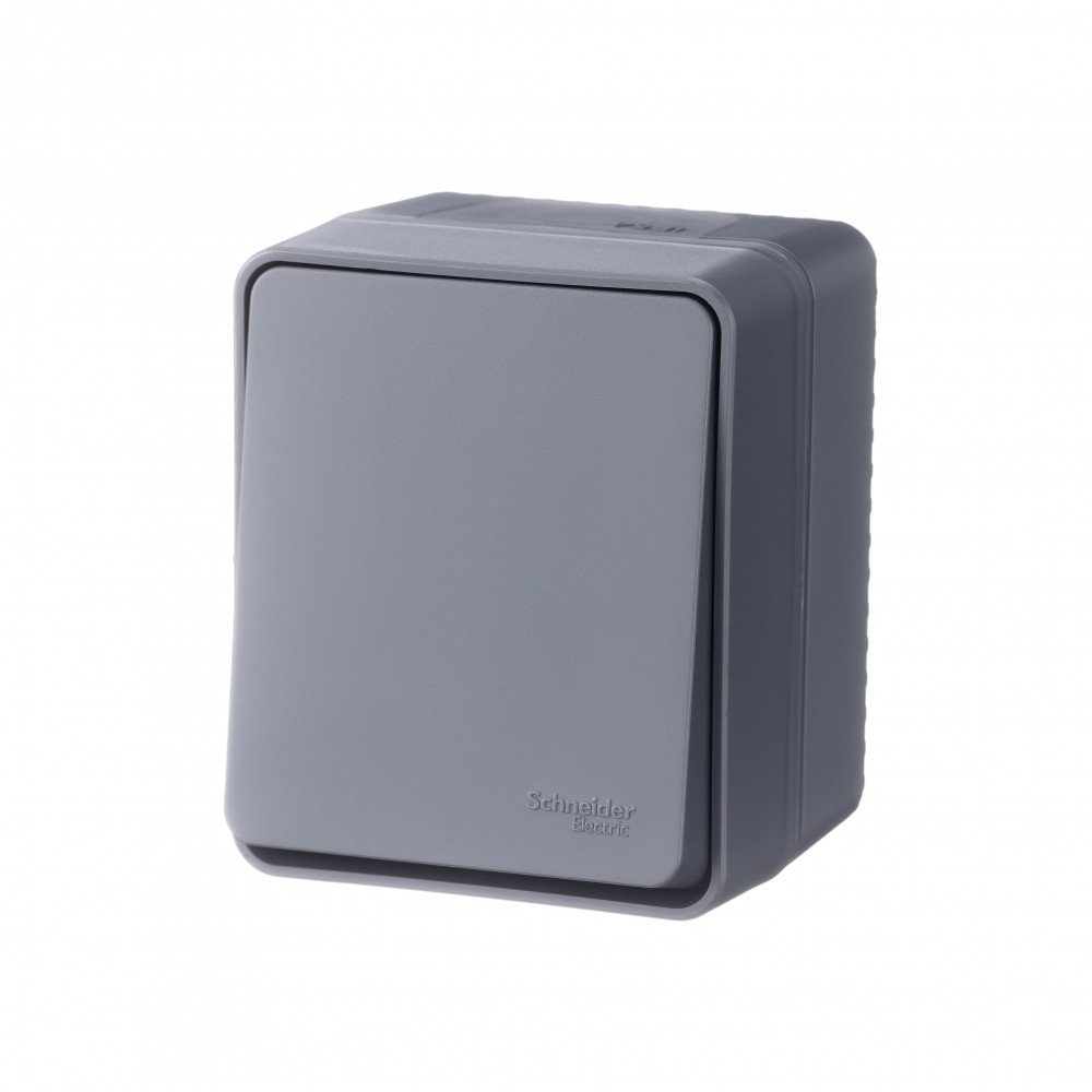 ATLASDESIGN PROFI IP54 О/У 1-клавишный ВЫКЛЮЧАТЕЛЬ, сх.1, 10АХ, АНТРАЦИТ