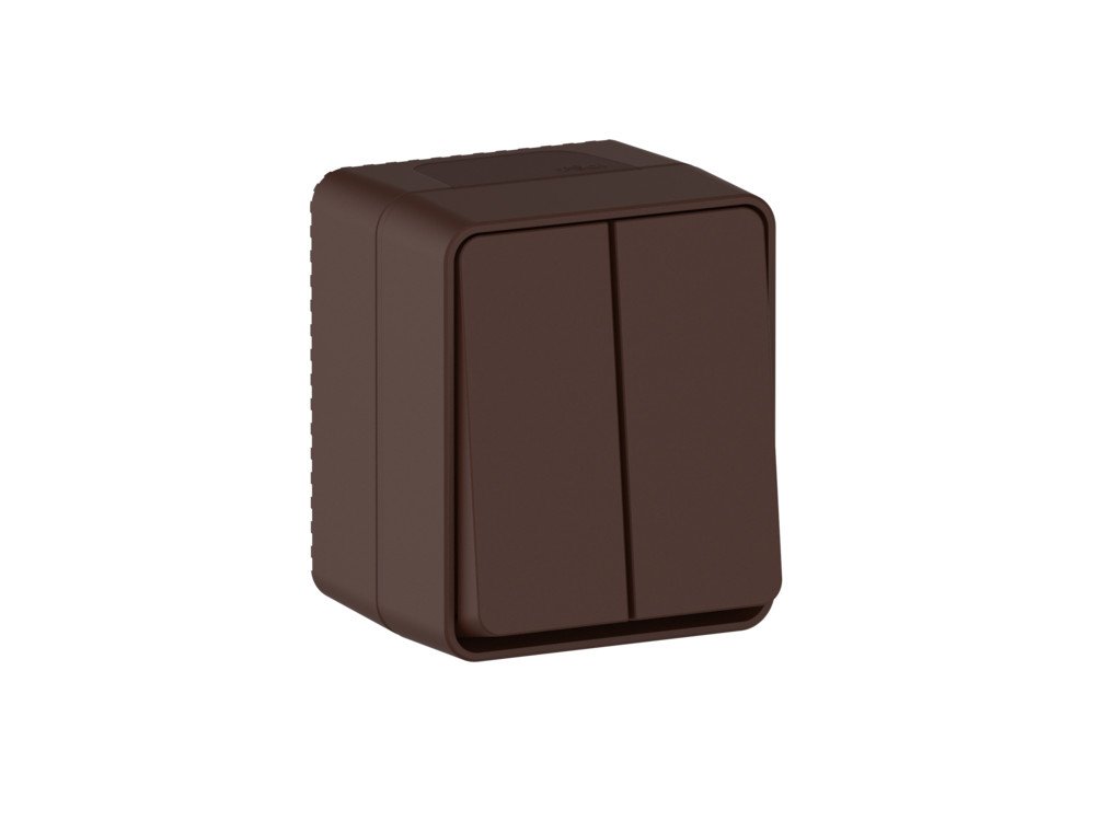 ATLASDESIGN PROFI IP54 О/У 2-клавишный ВЫКЛЮЧАТЕЛЬ, сх.5, 10АХ, КОРИЧНЕВЫЙ