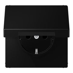 JUNG LS 990 Черный матовый Розетка с крышкой, SCHUKO