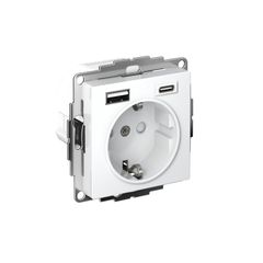 ATLASDESIGN РОЗЕТКА 16А с 2 USB A+C, 5В/2,4А/3,0А, 2х5В/1,5А, механизм, БЕЛЫЙ