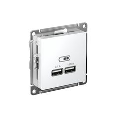 ATLASDESIGN USB РОЗЕТКА A+A, 5В/2,1А, 2х5В/1,05А, механизм, БЕЛЫЙ