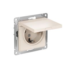 ATLASDESIGN РОЗЕТКА с заземлением со шторками с крышкой, 16А, IP20, механизм, БЕЖЕВЫЙ