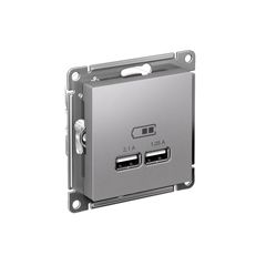 ATLASDESIGN USB РОЗЕТКА A+A, 5В/2,1А, 2х5В/1,05А, механизм, АЛЮМИНИЙ