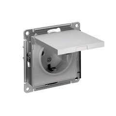 ATLASDESIGN РОЗЕТКА с заземлением со шторками с крышкой, 16А, IP20, механизм, АЛЮМИНИЙ