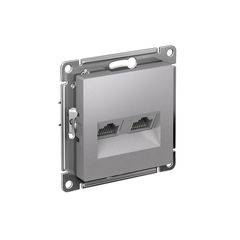 ATLASDESIGN РОЗЕТКА двойная компьютерная RJ45+RJ45 кат. 5e, механизм, АЛЮМИНИЙ