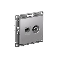ATLASDESIGN РОЗЕТКА двойная ТВ + компьютерная RJ45 кат. 5e, механизм, АЛЮМИНИЙ