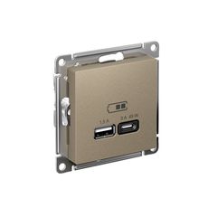 ATLASDESIGN USB РОЗЕТКА A + тип-C 45Вт высокоскор.заряд. QC, PD, механизм, ШАМПАНЬ