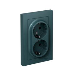 ATLASDESIGN РОЗЕТКА двойная с заземлением без шторок, 16А, в сборе, ИЗУМРУД