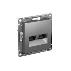 ATLASDESIGN РОЗЕТКА двойная компьютерная RJ45+RJ45 кат. 6А, механизм, СТАЛЬ
