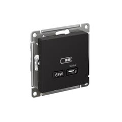 ATLASDESIGN USB РОЗЕТКА тип-С 65Вт высокоскор.заряд. QC, PD, механизм, КАРБОН