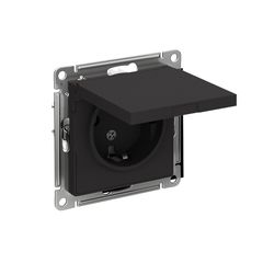 ATLASDESIGN РОЗЕТКА с заземлением со шторками с крышкой, 16А, IP20, механизм, КАРБОН
