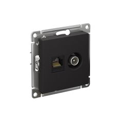 ATLASDESIGN РОЗЕТКА двойная ТВ + компьютерная RJ45 кат. 5e, механизм, КАРБОН
