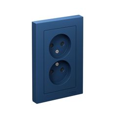 ATLASDESIGN РОЗЕТКА двойная без заземления со шторками, 16А, в сборе, АКВАМАРИН