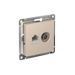 ATLASDESIGN РОЗЕТКА двойная ТВ + компьютерная RJ45 кат. 5e, механизм, ПЕСОЧНЫЙ