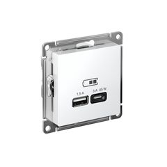 ATLASDESIGN USB РОЗЕТКА A + тип-C 45Вт высокоскор.заряд. QC, PD, механизм, ЛОТОС