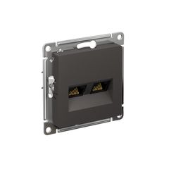 ATLASDESIGN РОЗЕТКА двойная компьютерная RJ45+RJ45 кат. 5e, механизм, БАЗАЛЬТ
