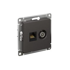 ATLASDESIGN РОЗЕТКА двойная ТВ + компьютерная RJ45 кат. 5e, механизм, БАЗАЛЬТ