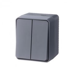 ATLASDESIGN PROFI IP54 О/У 2-клавишный ВЫКЛЮЧАТЕЛЬ, сх.5, 10АХ, АНТРАЦИТ